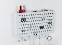 Thumbnail for Wall Mount Earring Jewelry Hanger Organizer Holder with 109 Holes and 19 Hooks (White)