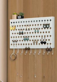 Thumbnail for Wall Mount Earring Jewelry Hanger Organizer Holder with 109 Holes and 19 Hooks (White)