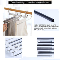 Thumbnail for 2 Pack Adjustable Multi-Layer 5 in 1 Pants Hanger for Wardrobe and Home Storage (White)