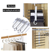 Thumbnail for 2 Pack Adjustable Multi-Layer 5 in 1 Pants Hanger for Wardrobe and Home Storage (White)