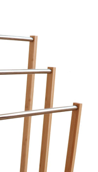 Thumbnail for Bamboo Towel Bar Metal Holder Rack 3-Tier Freestanding for Bathroom and Bedroom