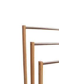 Thumbnail for Bamboo Towel Bar Metal Holder Rack 3-Tier Freestanding for Bathroom and Bedroom