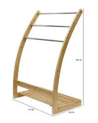 Thumbnail for Bamboo Towel Bar Metal Holder Rack 3-Tier Freestanding and Bottom shelf for Bathroom