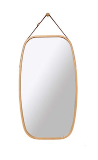 Thumbnail for Hanging Full Length Wall Mirror - Solid Bamboo Frame and Adjustable Leather Strap for Bathroom and Bedroom