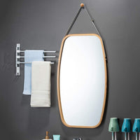 Thumbnail for Hanging Full Length Wall Mirror - Solid Bamboo Frame and Adjustable Leather Strap for Bathroom and Bedroom