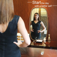 Thumbnail for Hanging Full Length Wall Mirror - Solid Bamboo Frame and Adjustable Leather Strap for Bathroom and Bedroom