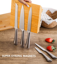 Thumbnail for Natural Bamboo Magnetic Knife Block Holder with Strong Magnets for Home Kitchen Storage & Organisation