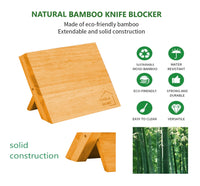 Thumbnail for Natural Bamboo Magnetic Knife Block Holder with Strong Magnets for Home Kitchen Storage & Organisation