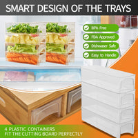 Thumbnail for Large Bamboo Cutting Board and 4 Containers with Mobile Holder gift included for Home Kitchen