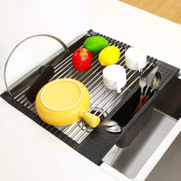 Thumbnail for Large Stainless Steel Roll Up Dish Drying Rack with Utensil Holder for Home Kitchen