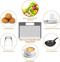 Thumbnail for Large Stainless Steel Roll Up Dish Drying Rack with Utensil Holder for Home Kitchen