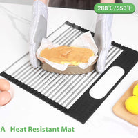 Thumbnail for Large Stainless Steel Roll Up Dish Drying Rack with Utensil Holder for Home Kitchen