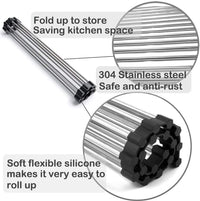 Thumbnail for Large Stainless Steel Roll Up Dish Drying Rack with Utensil Holder for Home Kitchen