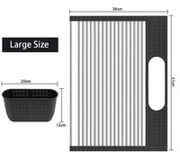 Thumbnail for Large Stainless Steel Roll Up Dish Drying Rack with Utensil Holder for Home Kitchen