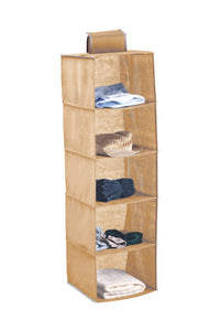 Thumbnail for 5 Tier Shelf Hanging Closet Organizer and Storage for Clothes (Beige)