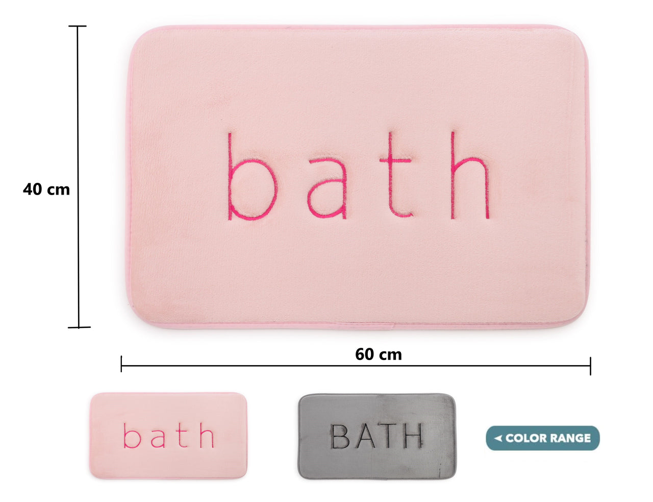 Extra Thick Memory Foam & Super Comfort Bath Rug Mat for Bathroom (60 x 40 cm, Pink)