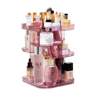 Thumbnail for 360 Rotating Large Capacity Makeup Organizer for Bedroom and Bathroom (Pink)