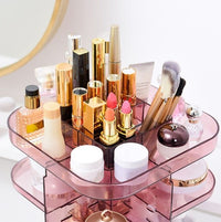 Thumbnail for 360 Rotating Large Capacity Makeup Organizer for Bedroom and Bathroom (Pink)