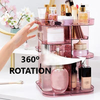 Thumbnail for 360 Rotating Large Capacity Makeup Organizer for Bedroom and Bathroom (Pink)