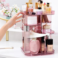 Thumbnail for 360 Rotating Large Capacity Makeup Organizer for Bedroom and Bathroom (Pink)