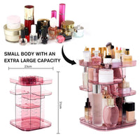 Thumbnail for 360 Rotating Large Capacity Makeup Organizer for Bedroom and Bathroom (Pink)