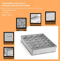 Thumbnail for Set of 2 Fabric Drawer Organizer Divider Storage Boxes for Storing Socks, Underwear, Ties, Scarves (Grey)