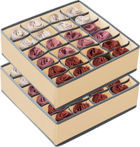 Thumbnail for Set of 2 Fabric Drawer Organizer Divider Storage Boxes for Storing Socks, Underwear, Ties, Scarves (Beige)