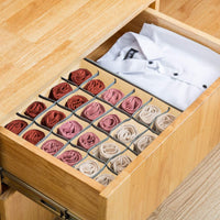 Thumbnail for Set of 2 Fabric Drawer Organizer Divider Storage Boxes for Storing Socks, Underwear, Ties, Scarves (Beige)