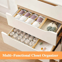 Thumbnail for Set of 2 Fabric Drawer Organizer Divider Storage Boxes for Storing Socks, Underwear, Ties, Scarves (Beige)