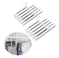 Thumbnail for 2 Pack Stainless Steel Adjustable 5 in 1 Pants Hangers Non-Slip Space Saving for Home Storage