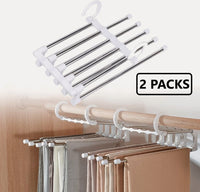 Thumbnail for 2 Pack Stainless Steel Adjustable 5 in 1 Pants Hangers Non-Slip Space Saving for Home Storage