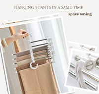 Thumbnail for 2 Pack Stainless Steel Adjustable 5 in 1 Pants Hangers Non-Slip Space Saving for Home Storage