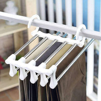 Thumbnail for 2 Pack Stainless Steel Adjustable 5 in 1 Pants Hangers Non-Slip Space Saving for Home Storage