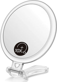 Thumbnail for Double-Sided 1X/10X Magnifying Foldable Makeup Mirror for Handheld, Table and Travel Usage