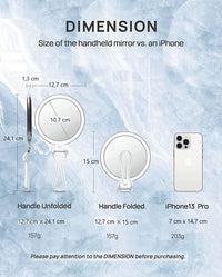 Thumbnail for Double-Sided 1X/10X Magnifying Foldable Makeup Mirror for Handheld, Table and Travel Usage