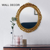 Thumbnail for Oval Antique Vintage Hanging Wall Mirror for Bedroom and Livingroom (Gold, 38 x 33 cm)