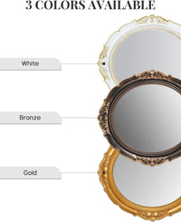 Thumbnail for Oval Antique Vintage Hanging Wall Mirror for Bedroom and Livingroom (Gold, 38 x 33 cm)