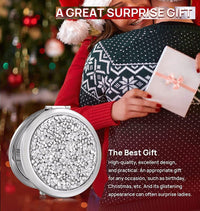 Thumbnail for Mini Mix Diamond 1X/2X Magnifying Round Metal Pocket Makeup Mirror (Silver)