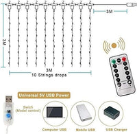 Thumbnail for 300 LEDs Window Curtain Fairy Lights 8 Modes and Remote Control for Bedroom (Cool White, 300 x 300cm)