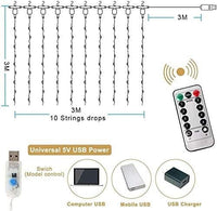 Thumbnail for 300 LEDs Window Curtain Fairy Lights 8 Modes and Remote Control for Bedroom (Multicolor, 300 x 300cm)