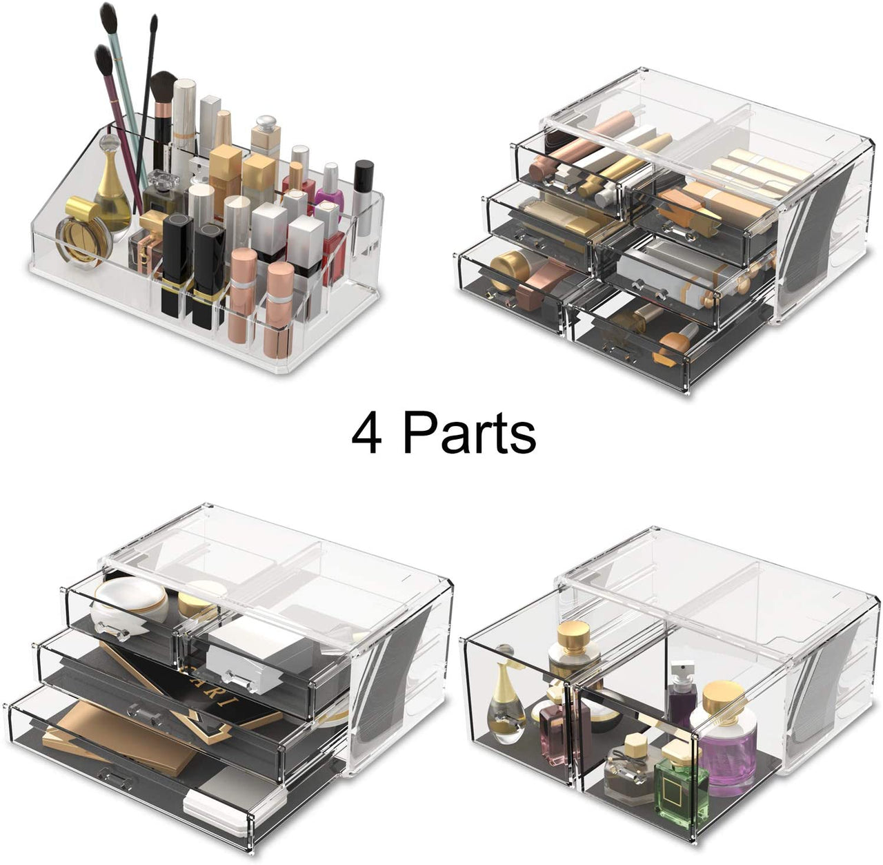 Makeup Cosmetic Organizer Storage with 12 Drawers Display Boxes (Clear)