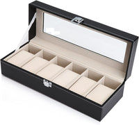 Thumbnail for Black PU Leather Watch Organizer Display Storage Box Cases for Men & Women (6 slots)