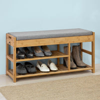 Thumbnail for Bamboo Shoe Bench Drawers Lift Top