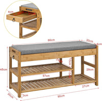 Thumbnail for Bamboo Shoe Bench Drawers Lift Top