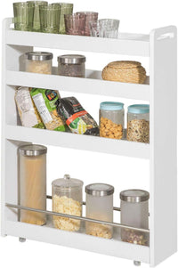 Thumbnail for Slimline Rolling Storage Shelf, White