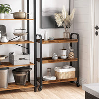 Thumbnail for Rustic Brown Kitchen Trolley Rolling Cart with Steel Structure (66 x 26 x 85 cm)