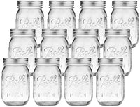 Thumbnail for 12 Pieces Canning Jars - 480ml Mason Jar Empty Glass Spice Bottles with Airtight Lids and Labels