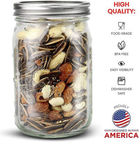 Thumbnail for 12 Pieces Canning Jars - 480ml Mason Jar Empty Glass Spice Bottles with Airtight Lids and Labels