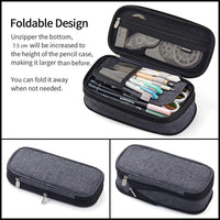 Thumbnail for Foldable Large Capacity Pencil Bag for Youth School (Grey)