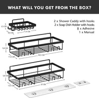 Thumbnail for 2 Pack Adhesive Stainless Steel Shower Caddy Shelf Organizer with 2 Soap Dishes for Bathroom